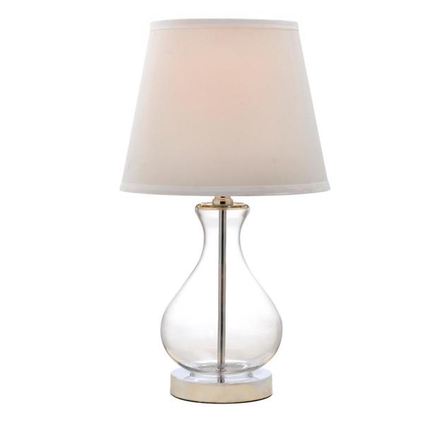 Evolution Lighting 19896-000 Table Lamp 18 In Clear Teardrop Glass with White Fabric Shade