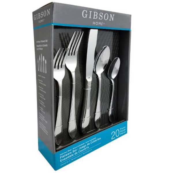 Gibson Overseas Inc 92649.20 20 Pc Flatware Set Stainless Steel 2.5 Mm Mirror Polish