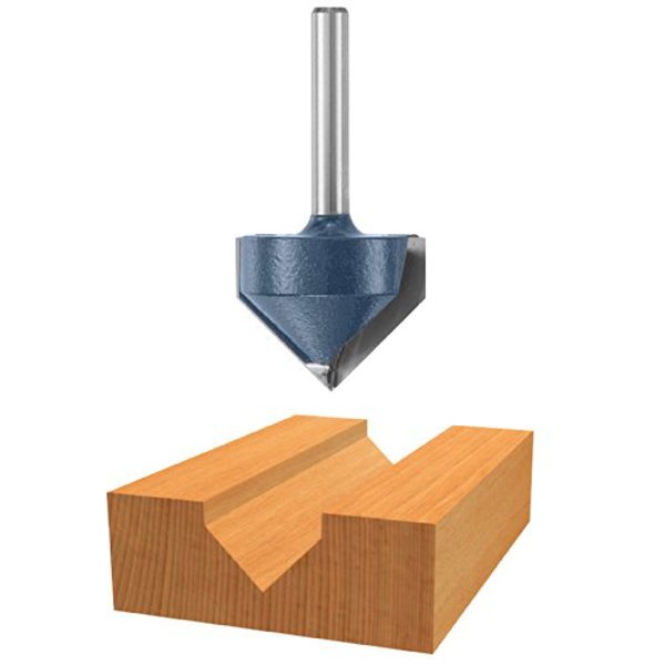 BOSCH 85220M V-Groove Bit 1-1/4 In 90 Degree Carbide Tipped