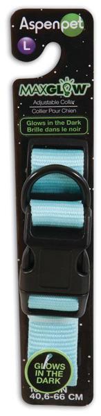 Aspen Pet 02357 Adjustable Dog Collar 16 To 26 In Glow In The Dark Blue