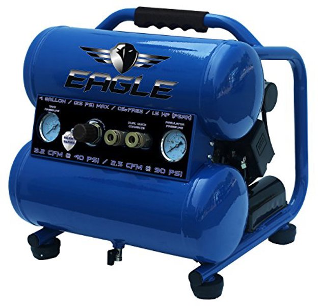 Wood/Iron Horse EA-4000 Air Compressor 4 Gal Capacity 125 PSI Silent Series 4000 Max Side Stack Blue