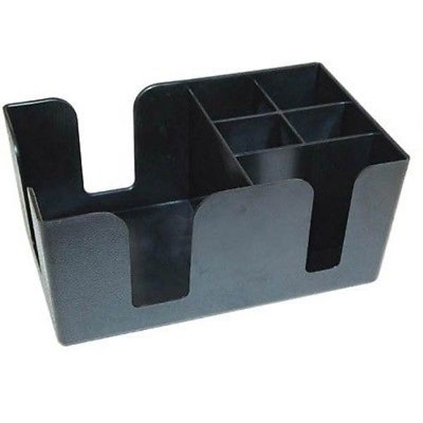Winco BC-6 Bar Caddy 6 Compartment Black Plastic