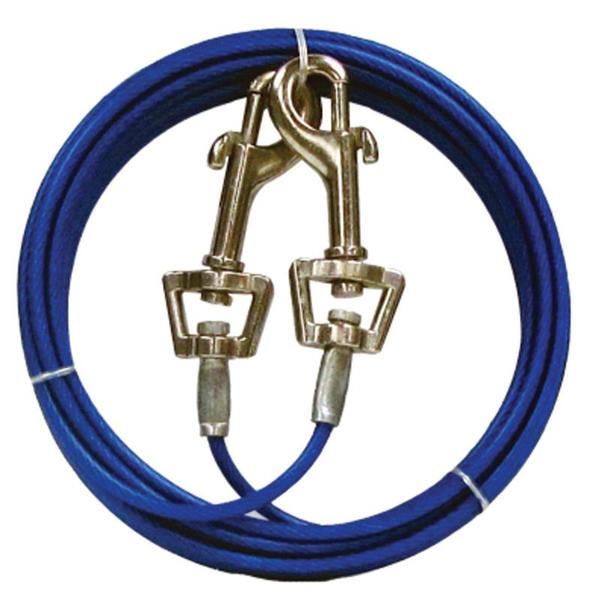BOSS PET PRODUCTS Q232000099 Pet Tie Out 20 Ft Vinyl Coated Cable Medium Blue Silver