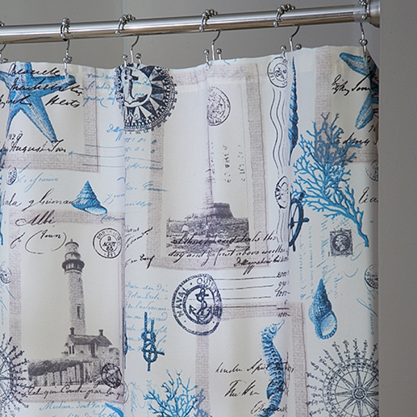 Popular Bath 78981 Sail Away Shower Curtain Blue