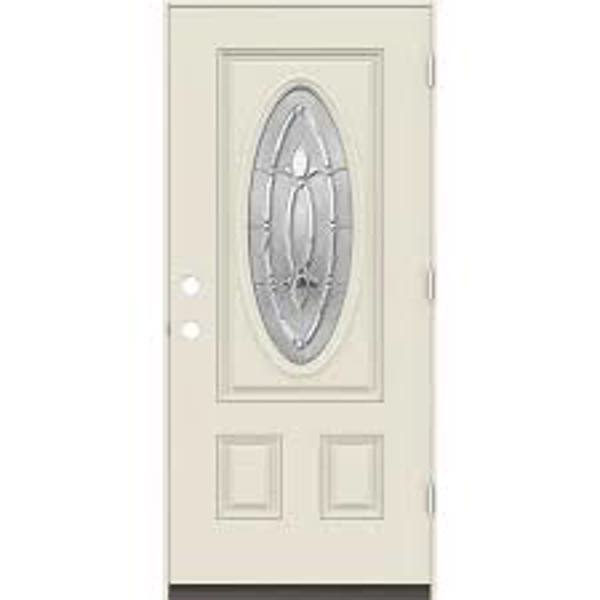 JELD-WEN 34OVALGRACE3068 Fiberglass Entry Door 3/0 X 6/8 Oval Grace Nickel