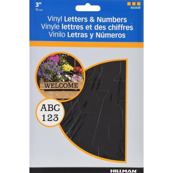 Hillman Group 843438 Stick-On House Letter 3 In Black Permanent UV Coated Vinyl