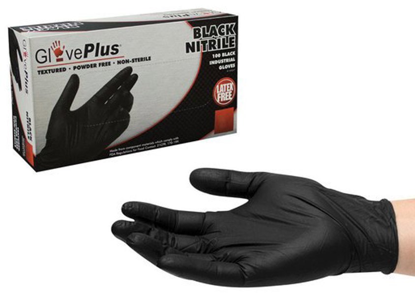 AMMEX CORPORATION GPNB44100 Medium Black Nitrile Gloves Latex Free Industrial