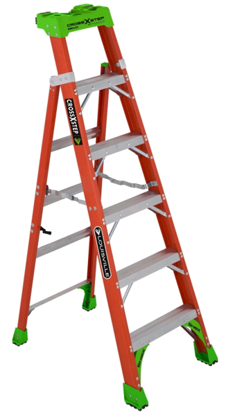 Louisville Ladder FXS1506 Step Ladder 6 Ft 2-In-1 Cross-Step 300 Lb Duty Rating Fiberglass