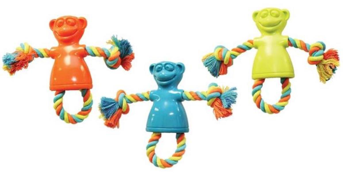 BOSS PET PRODUCTS WB15501 Pet Toy Monkey with Rope Small Durable Fabric and Rope Multicolor