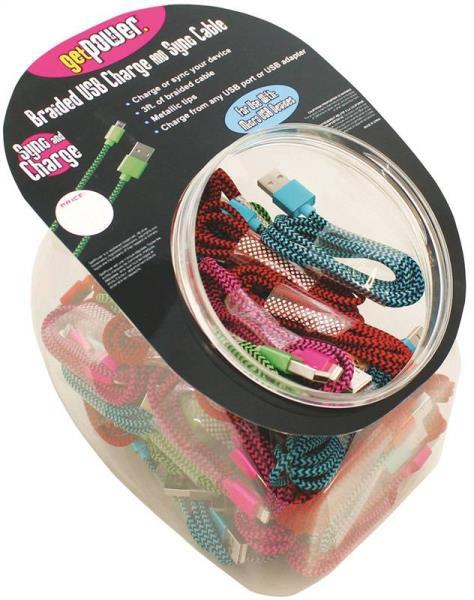 ARIES MANUFACTURING DIV CWP USBBOWL BRM USB Charger Cable Clear Braided Durable Design