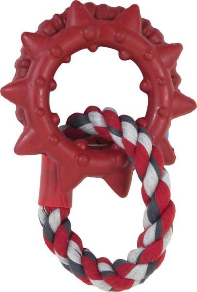Aspen Pet 52057 Small Dogzilla Dino Links Toy Red Gray White Durable and Fun for Small Dogs