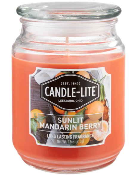 CANDLE-LITE COMPANY 3297271 Candle Jar 18 Oz Sunlight Mandarin Berry