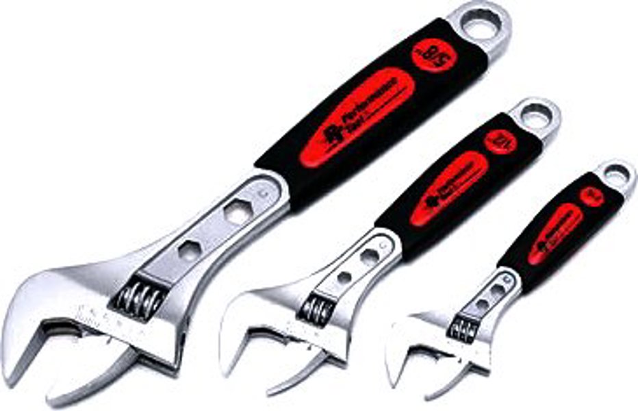 Performance Tools W30703 3 Piece Adjustable Wrench Set