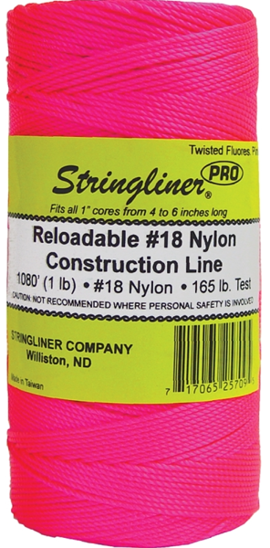 STRINGLINER BY U.S. TAPE CO 35709 Twine 1080 Ft Fluorescent Nylon Pink