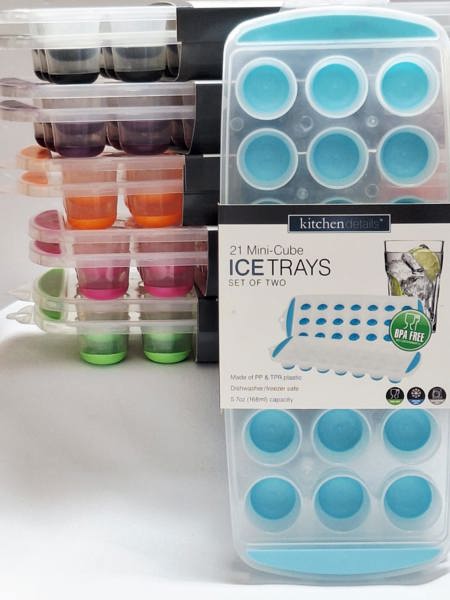 Kennedy International 22870 Silicone Mini Ice Cube Tray 2 Pack Assorted Colors