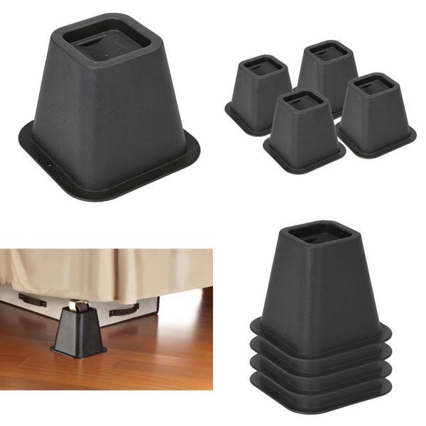 Kennedy International 2990 Bed Risers 6 Inch Black Set of 4 Perfect Fit for Wheels
