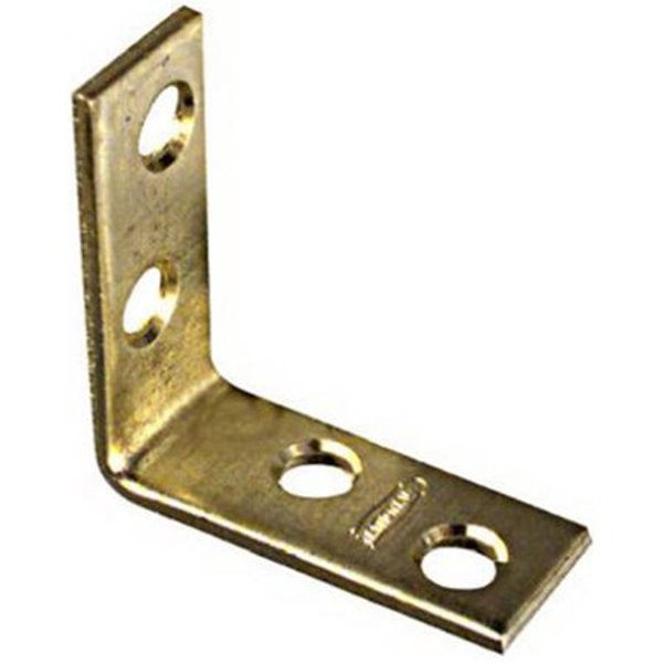 National Hardware N190-827 Corner Brace 1.5X0.625X1.5 Steel 0.08 Thick Brass