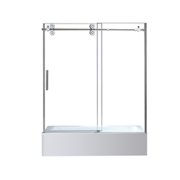 OVE Shower Door 60 Inch Frameless Sliding Glass Door With Clear Glass For Bathtub Or Shower
