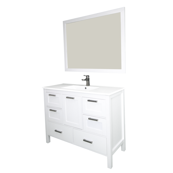 PRIELE VPOSITANO48WHSODOCESI Vanity White with Solid Doors and Ceramic Sink
