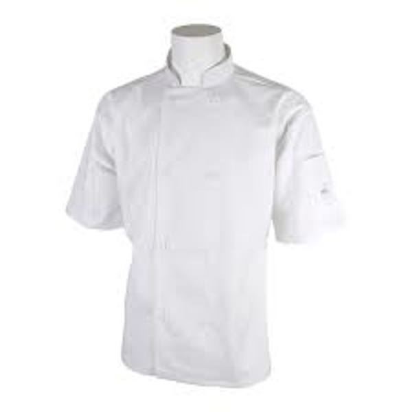 Mercer Culinary M60019WHS Short Sleeve Cook Jacket White Mesh Back