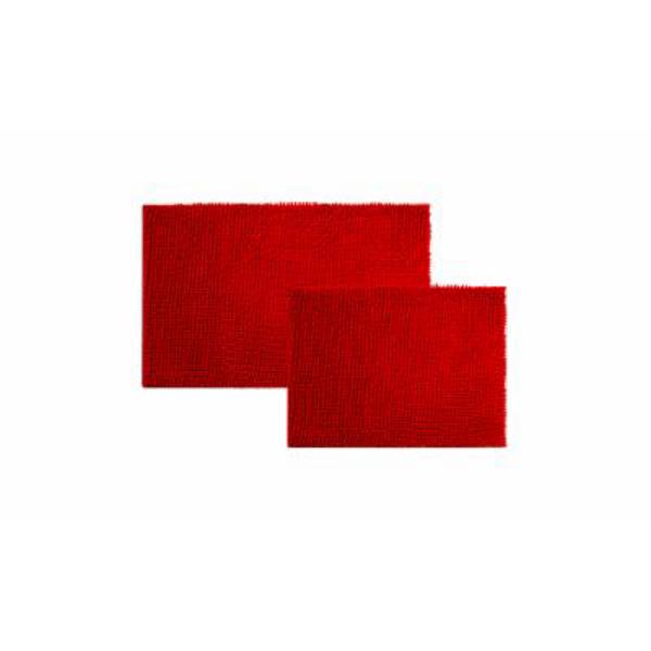 Popular Bath 84019 2 Piece Rug Set Taupe Red Chenille