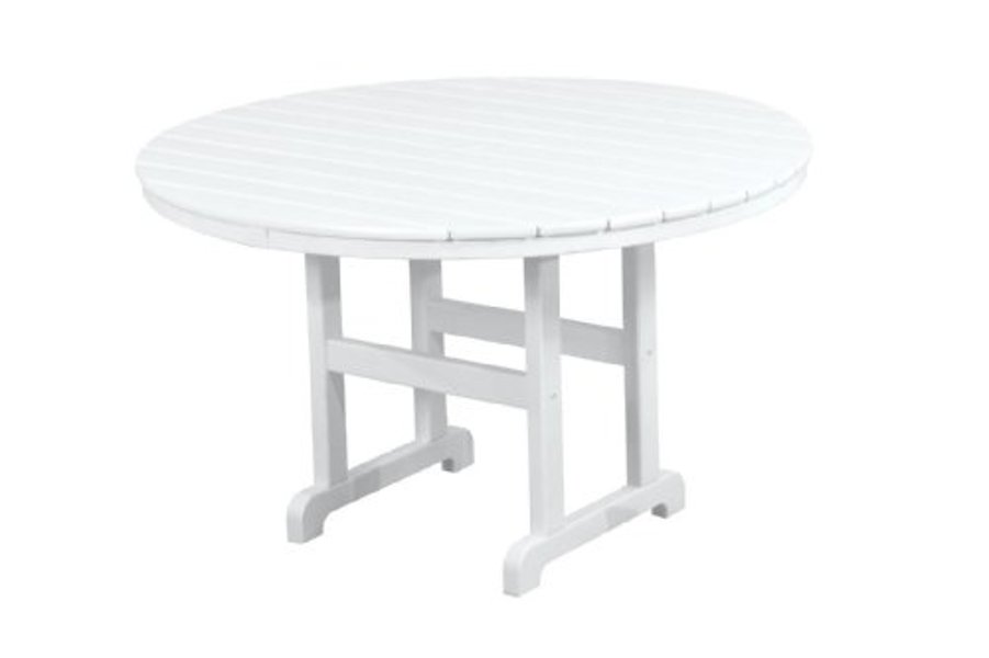 POLY-WOOD, INC. RT248WH Patio Dining Table 48 In Round White Farmhouse