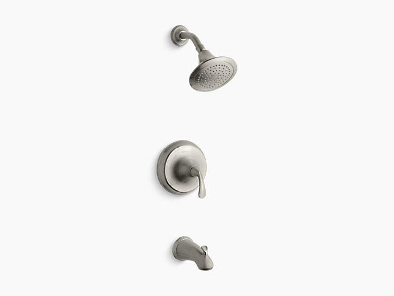 Kohler TS10274-4-BN Forté Sculpted R Tub and Shower Faucet with NPT Spout and 2.5 GPM Showerhead Brushed Nickel