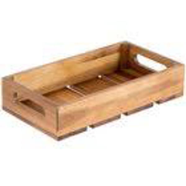 Tablecraft CRATE12 Acacia Tray Crate 1/2 Gal 12 In x 10 In Wood
