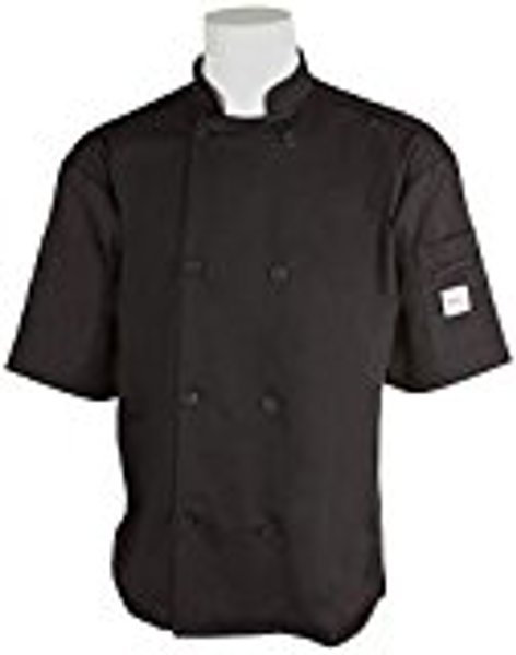 Mercer Culinary M60013BKS Short Sleeve Cook Jacket Small Unisex Black