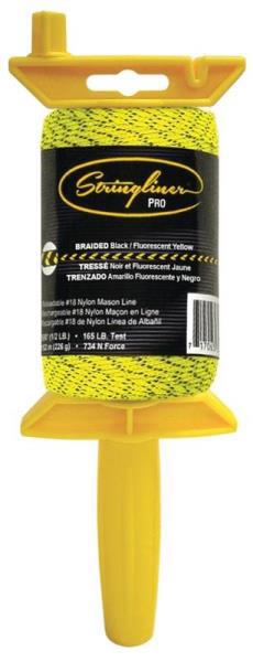 STRINGLINER BY U.S. TAPE CO 25494 Braided Twine 500 Ft No. 18 Nylon Yellow Black Line