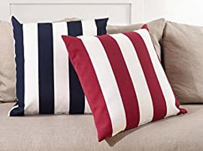 1902BL21S Stripped 21 In Blue Square Pillow