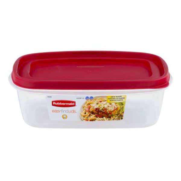 Rubbermaid RMAD-2067177 Rectangle Food Container 8.5 C Red Easy Find Lid