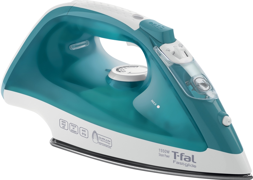 T-FAL CORPORATION FV1565U0 Steam Iron 1550 Watts Ceramic Durilium Soleplate Turquoise