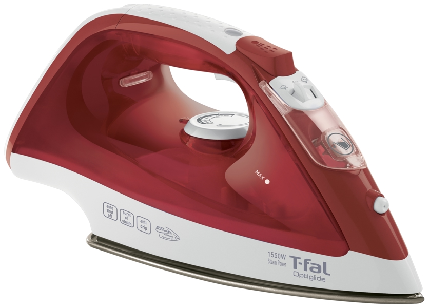 T-FAL CORPORATION FV1535U0 Steam Iron 550 Watts Easy Gliding Ceramic Soleplate Red