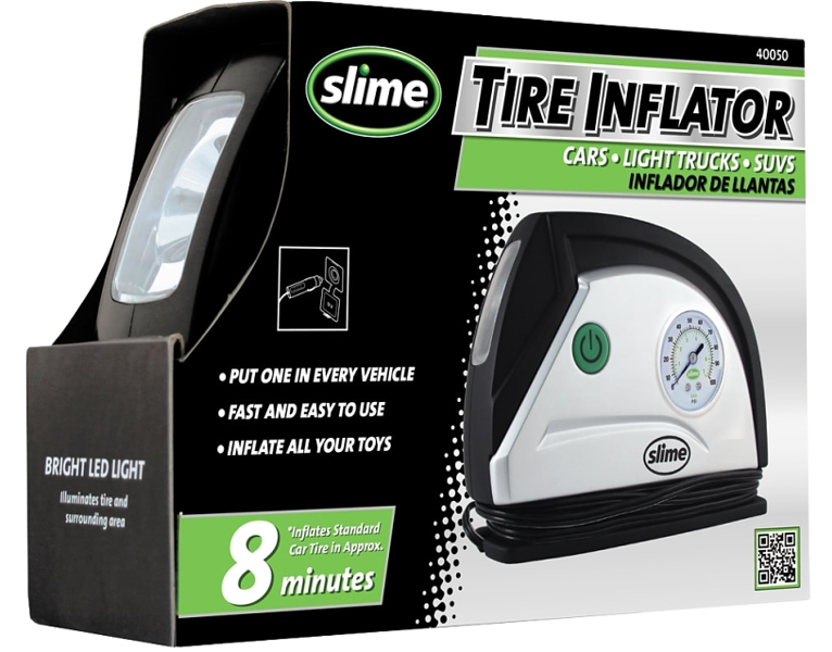 SLIME 40032 12 Volt Tire Inflator 0 to 100 PSI Pressure Dial Gauge