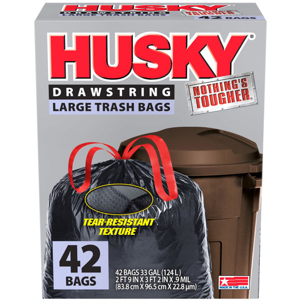 Poly-America Inc HK33DS042B Trash Bag 33 Gal Black Polyethylene