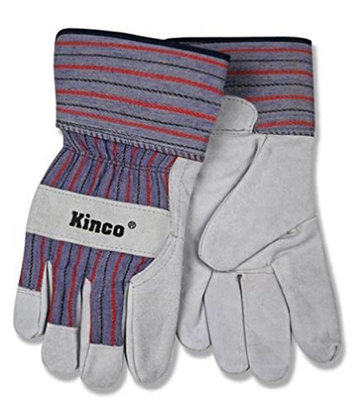 KINCO INTERNATIONAL 1500-L Large Unlined Leather Palm Gloves Men's Cowhide Gray