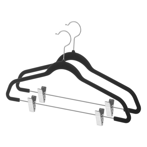 Whitmor Inc 6478-5940-2-BLK Suit Hanger Set 2 Pc With Clips Black