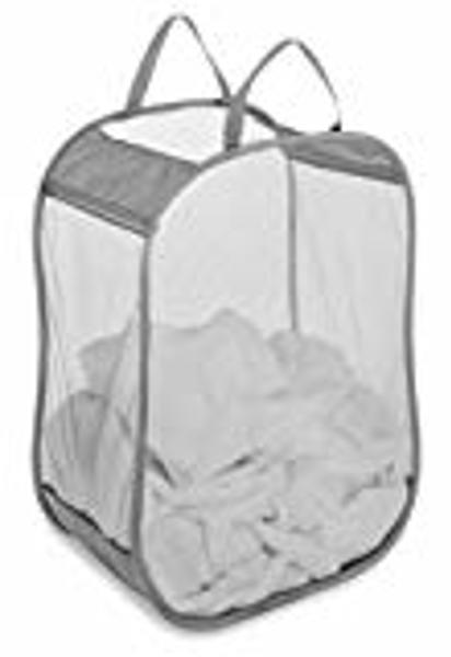 Whitmor 6880 Pop and Fold Laundry Bag Paloma Gray Durable Fabric Lightweight Portable