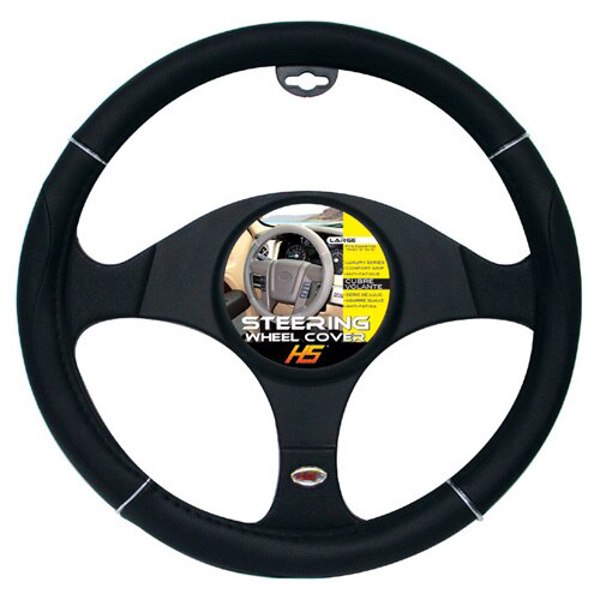 HERRERO & SONS CORP. 35.980 Large 15-16 In Steering Wheel Cover Chrome Black