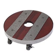 84740 Wood 12 In Round Plant Caddy
