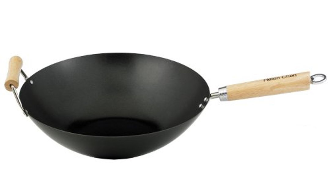 Harold Import Co 97007 Wok 14 In With Wood Handles Xylan Nonstick