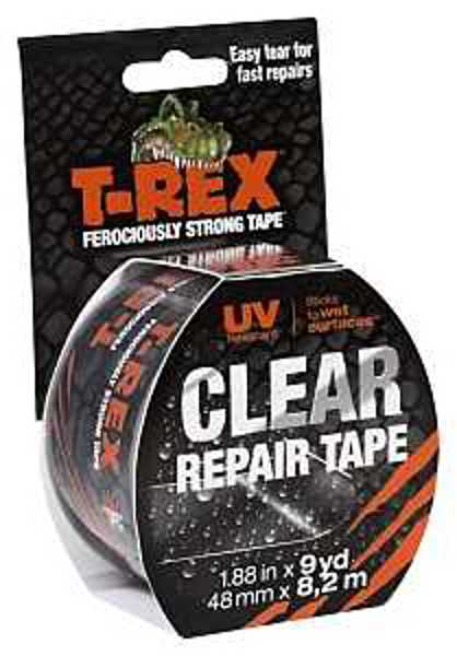 Shurtech Brands 241535 T-Rex Repair Tape 1.88 In x 9 Yd Clear UV Resistant Sticks to Wet Surfaces