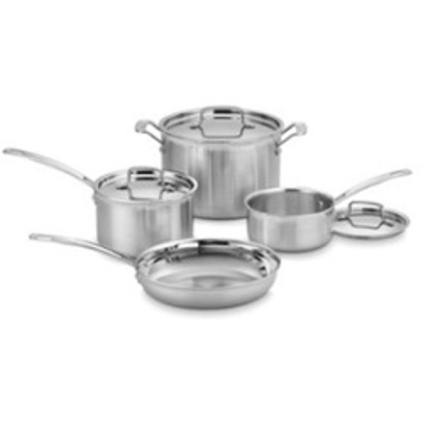 Cuisinart/Waring MCP-7N 7 Piece Cookware Set Stainless Steel Multiclad Pro Triply
