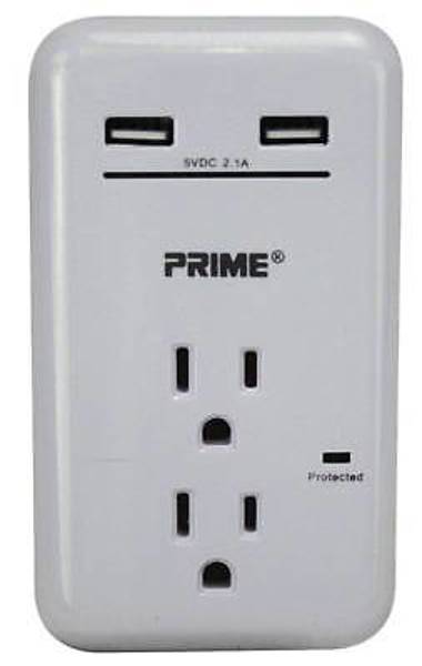 POWERZONE ORUSB342S Charger USB 3-4A 2 Outlet 450 Joules