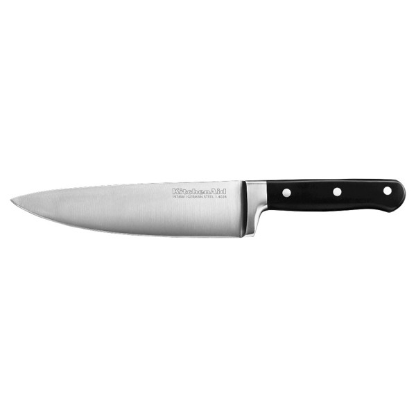 KitchenAid KKFTR8CHOB Chef Knife 8 Inch Classic Forged Series Triple Rivet Onyx Black