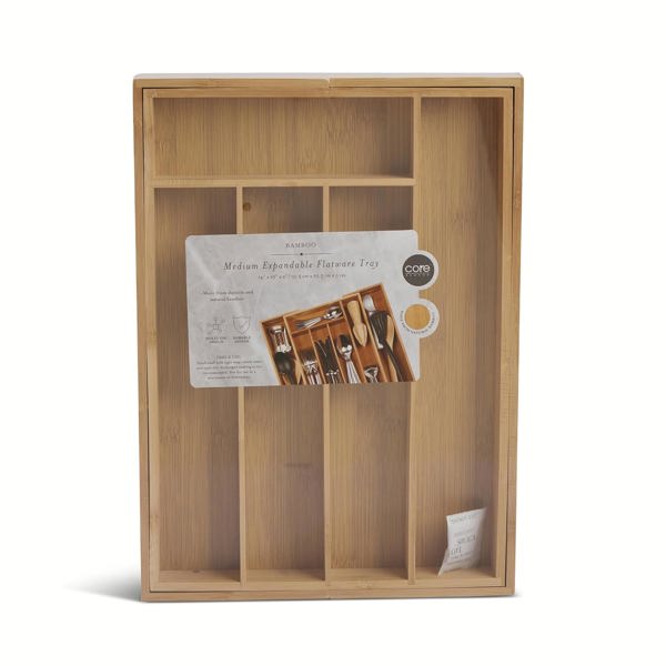 CORE HOME FWETL358 Expandable Flatware Tray Medium Bamboo
