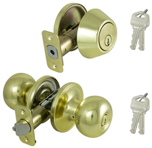 Prosource B9721BRA4 Deadbolt Combo Knob Set Solid Brass Brass