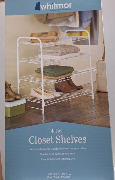Whitmor Inc 6023-4139-CB 4-Tier Closet Shelf White Resin