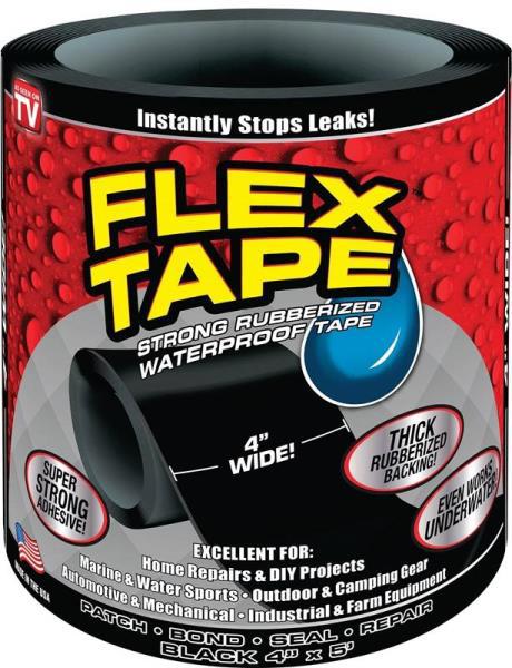 FLEX SEAL TFSBLKR0405 Black Tape 5 Ft Rubber Backing 4 In